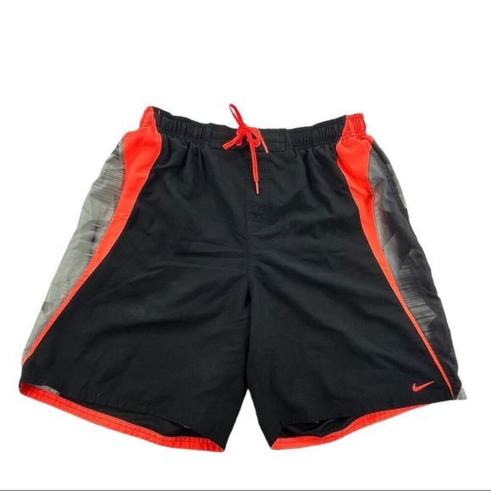 Nike Mens Swim Trunks Black and Orange with 3 Pockets size XXL (10160)